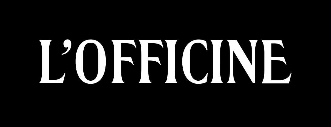 logo de la collection l'Officine de Bouclard édition en blanc sur fond noir