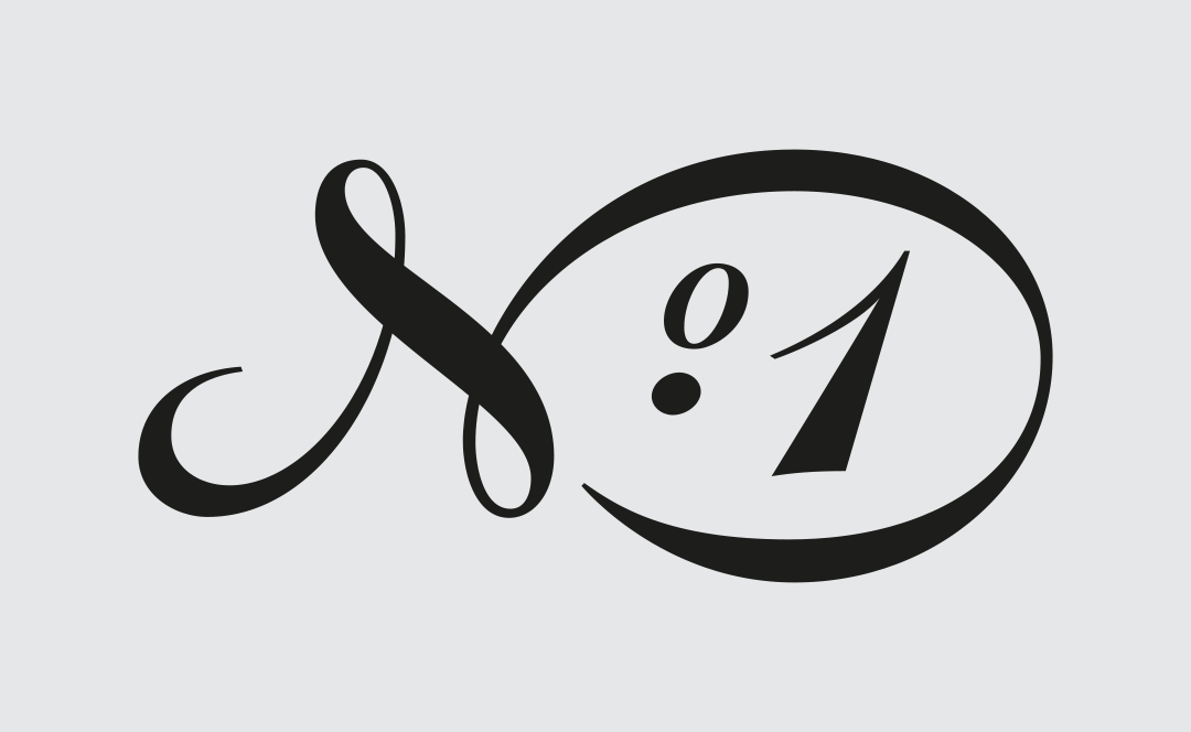 Numéro 1 lettrage de calligraphie anglaise, scripte réalisé sur mesure
